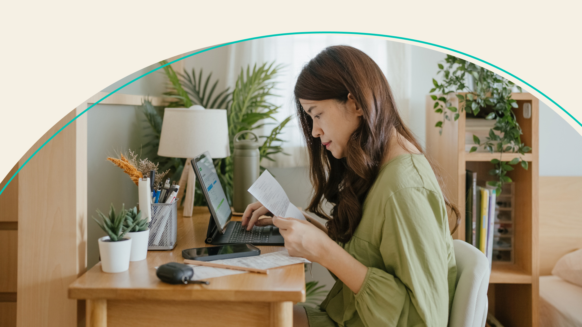 accessibility, woman entering information on laptop