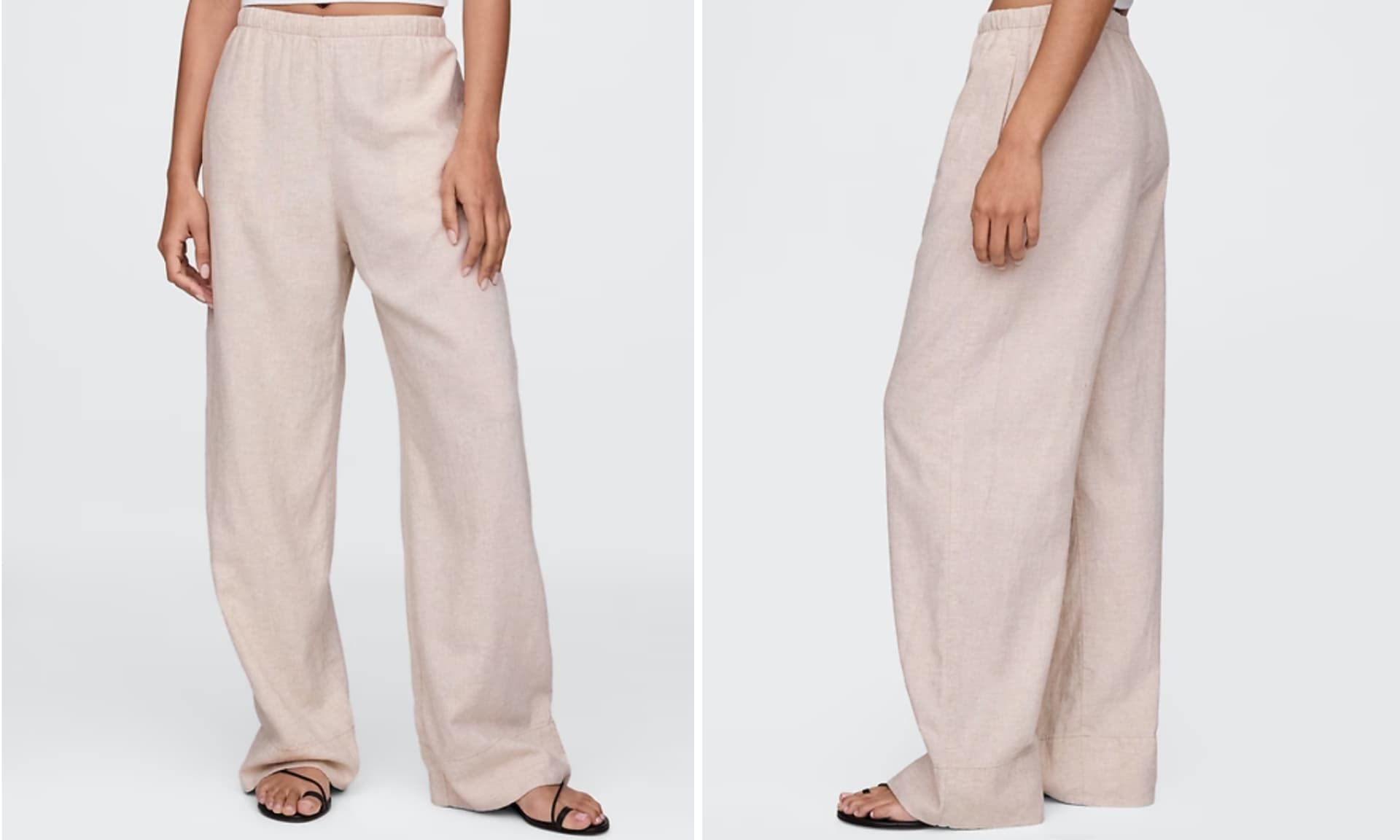 Gap Linen-Blend Easy Wide-Hem Pants