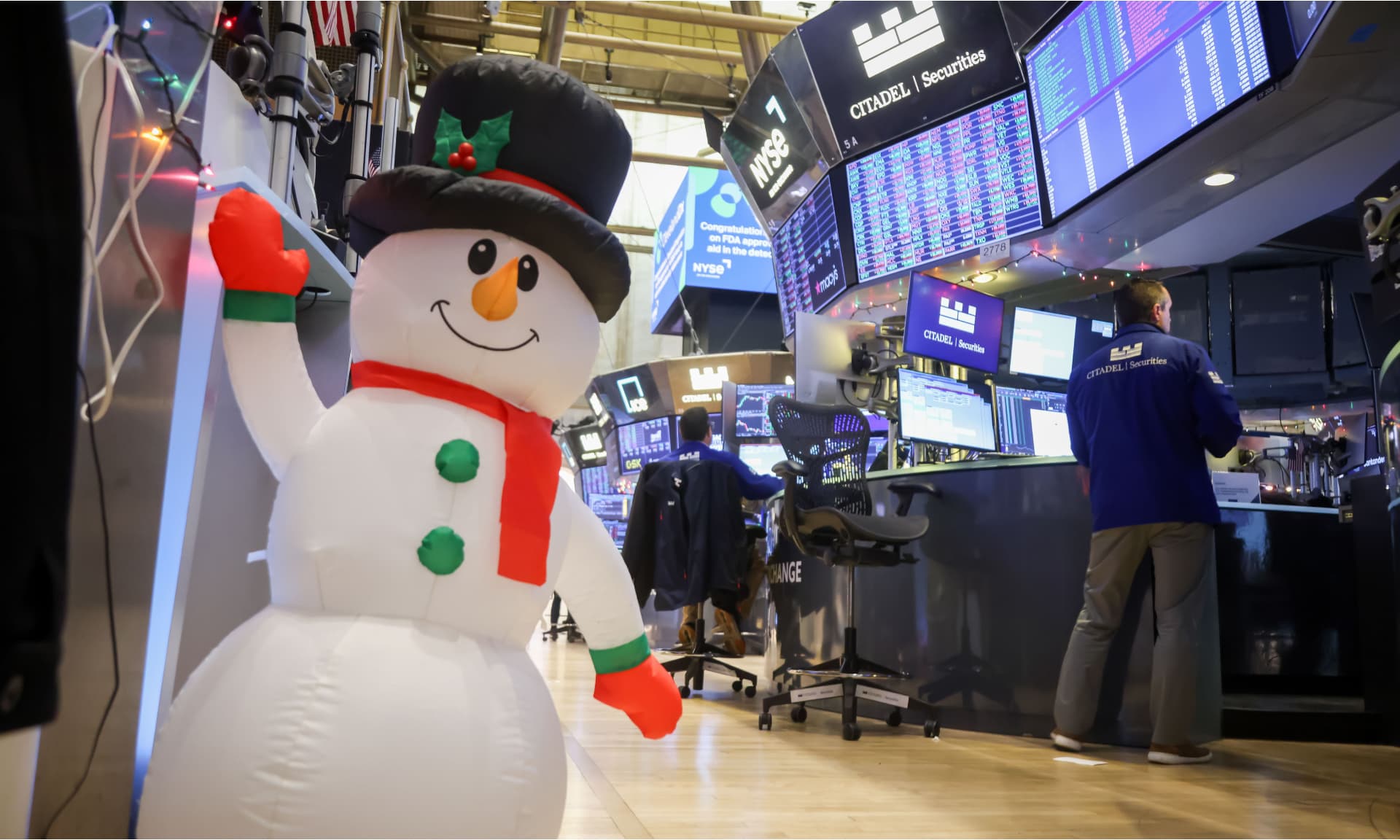 Stock market and christmas decorations