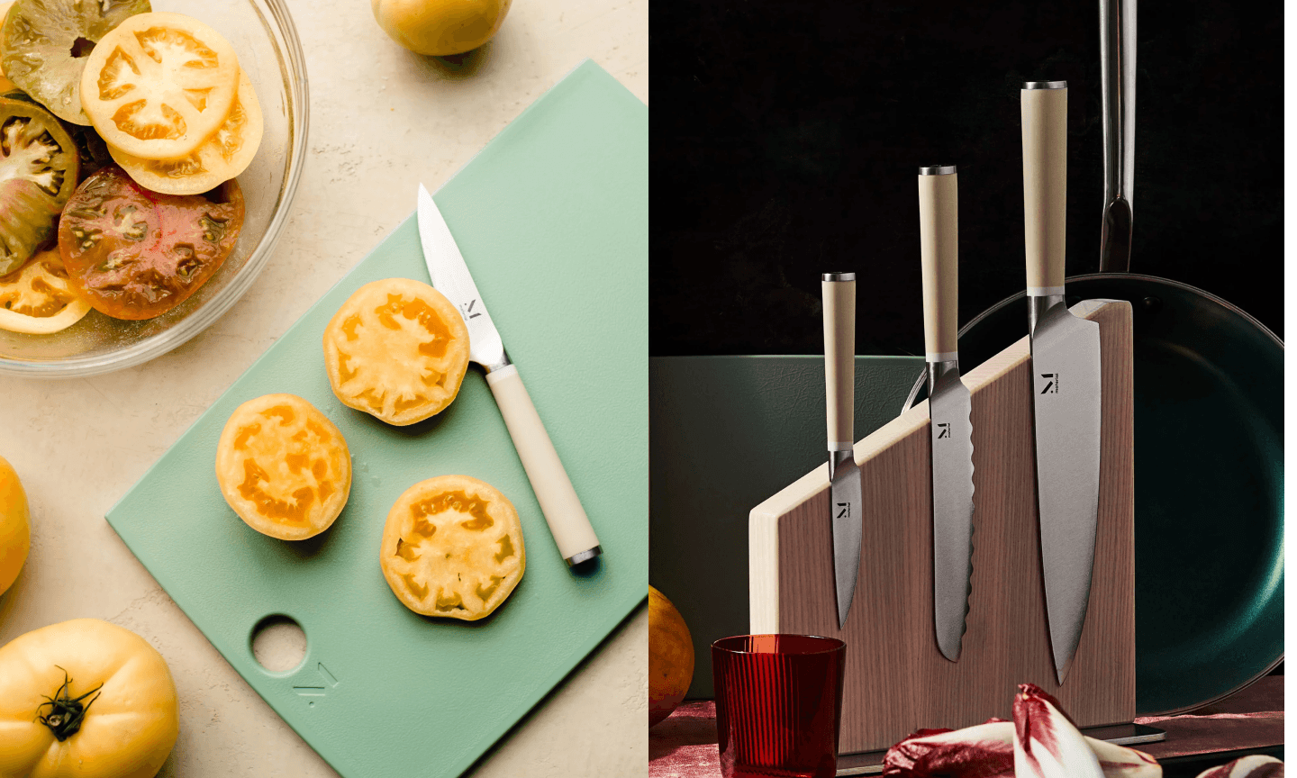 cutting board, knife block