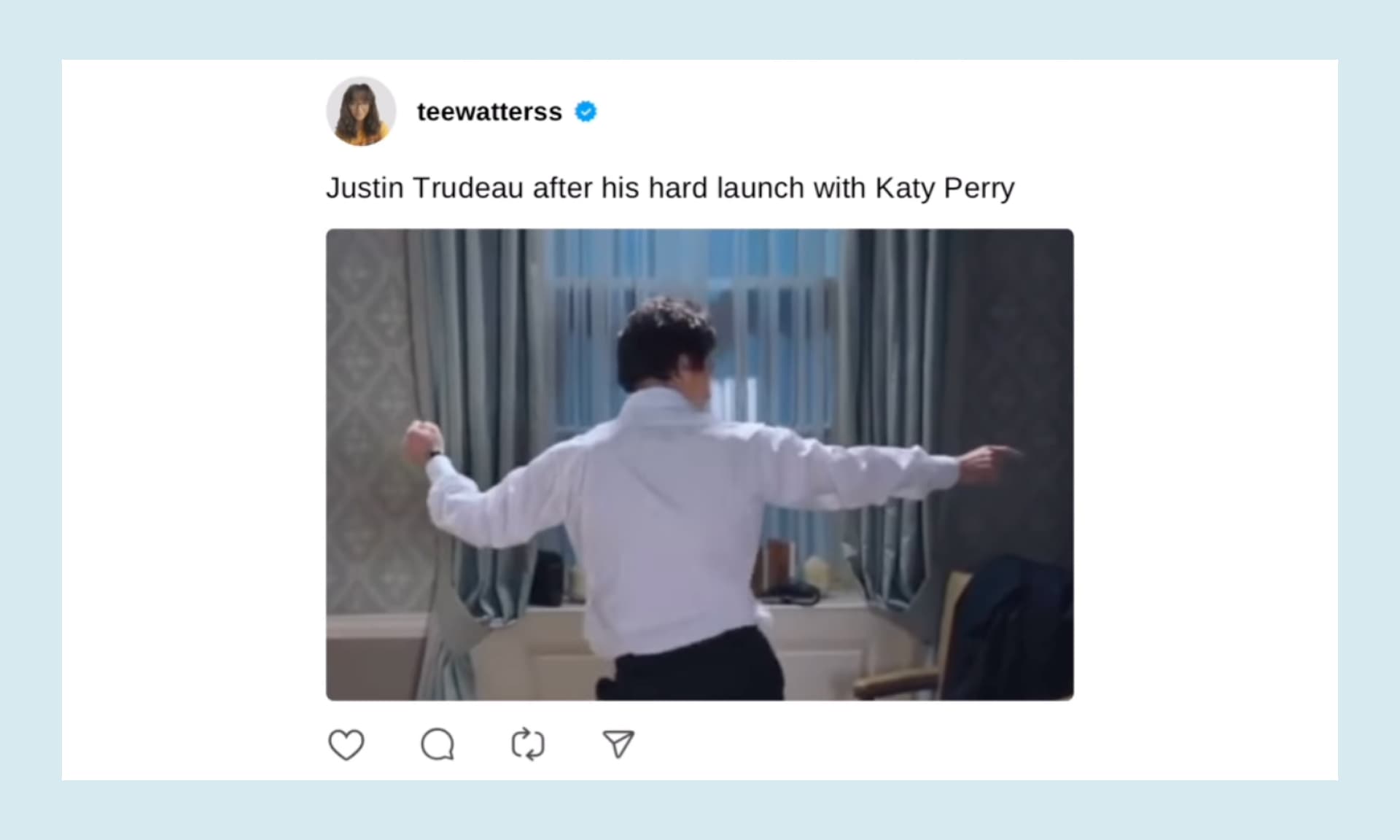 Justin Trudeau after his hard launch with Katy Perry