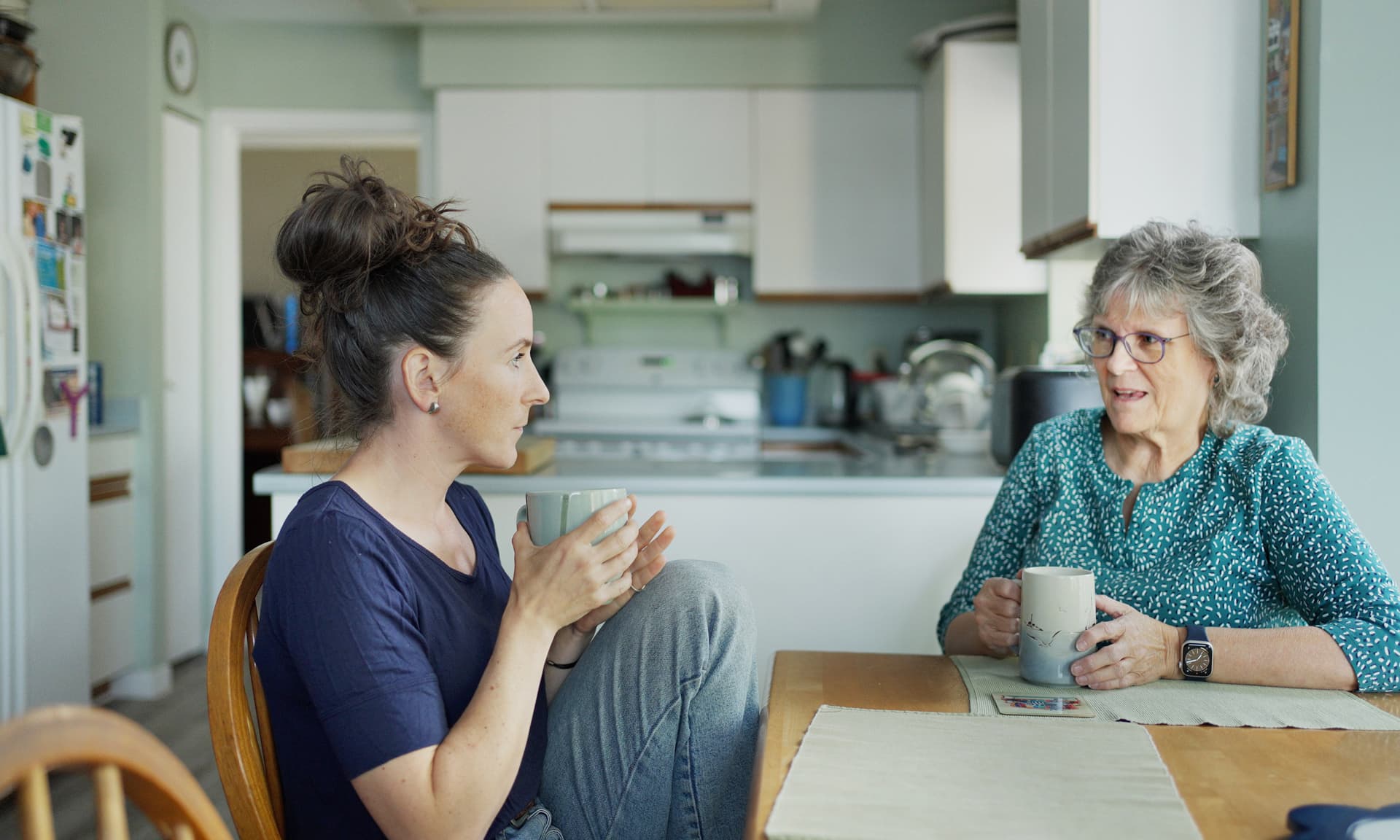 Woman and her mother-in-law having a serious conversation