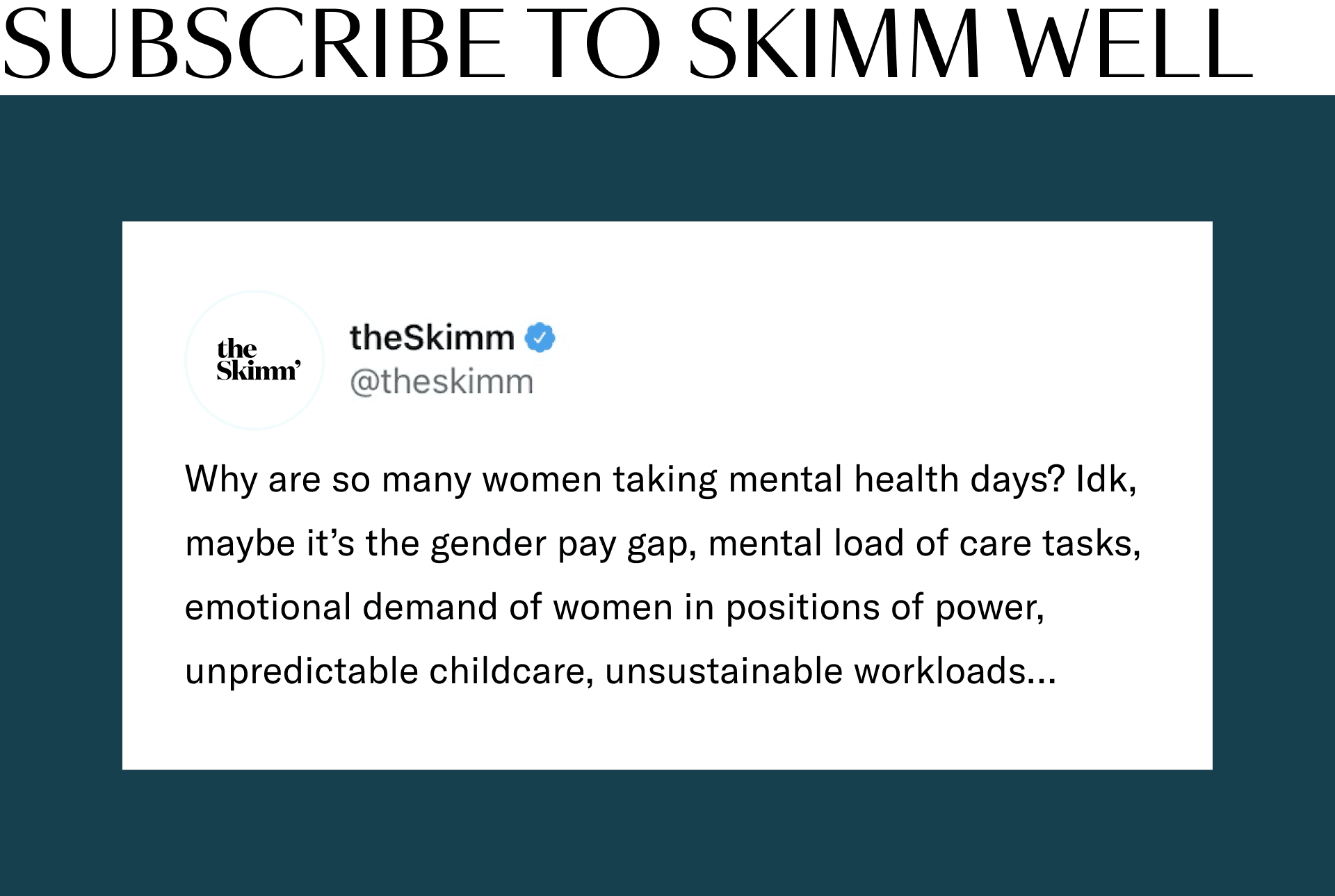 skimm tweet about women's mental health