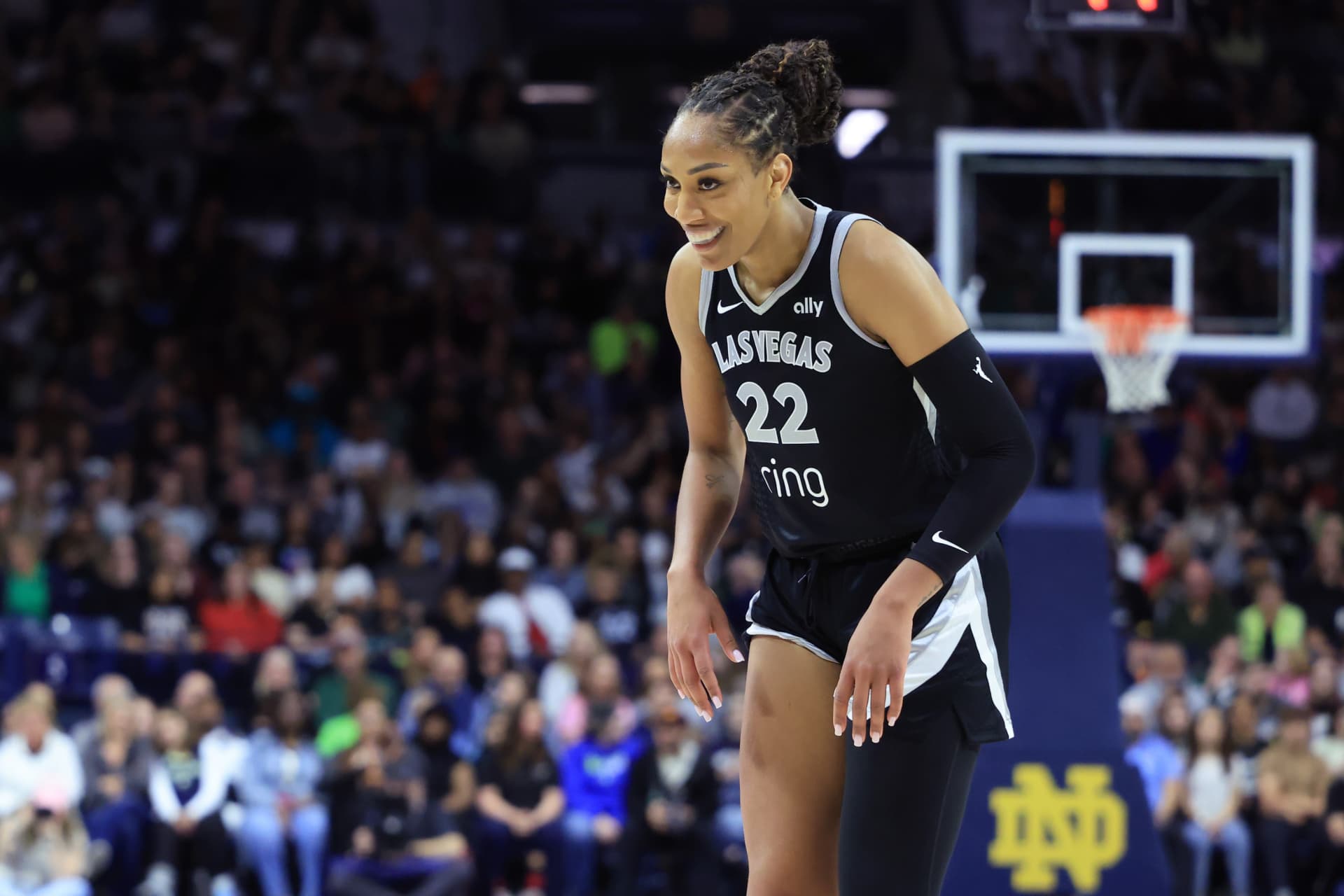 A'ja Wilson #22 of the Las Vegas Aces