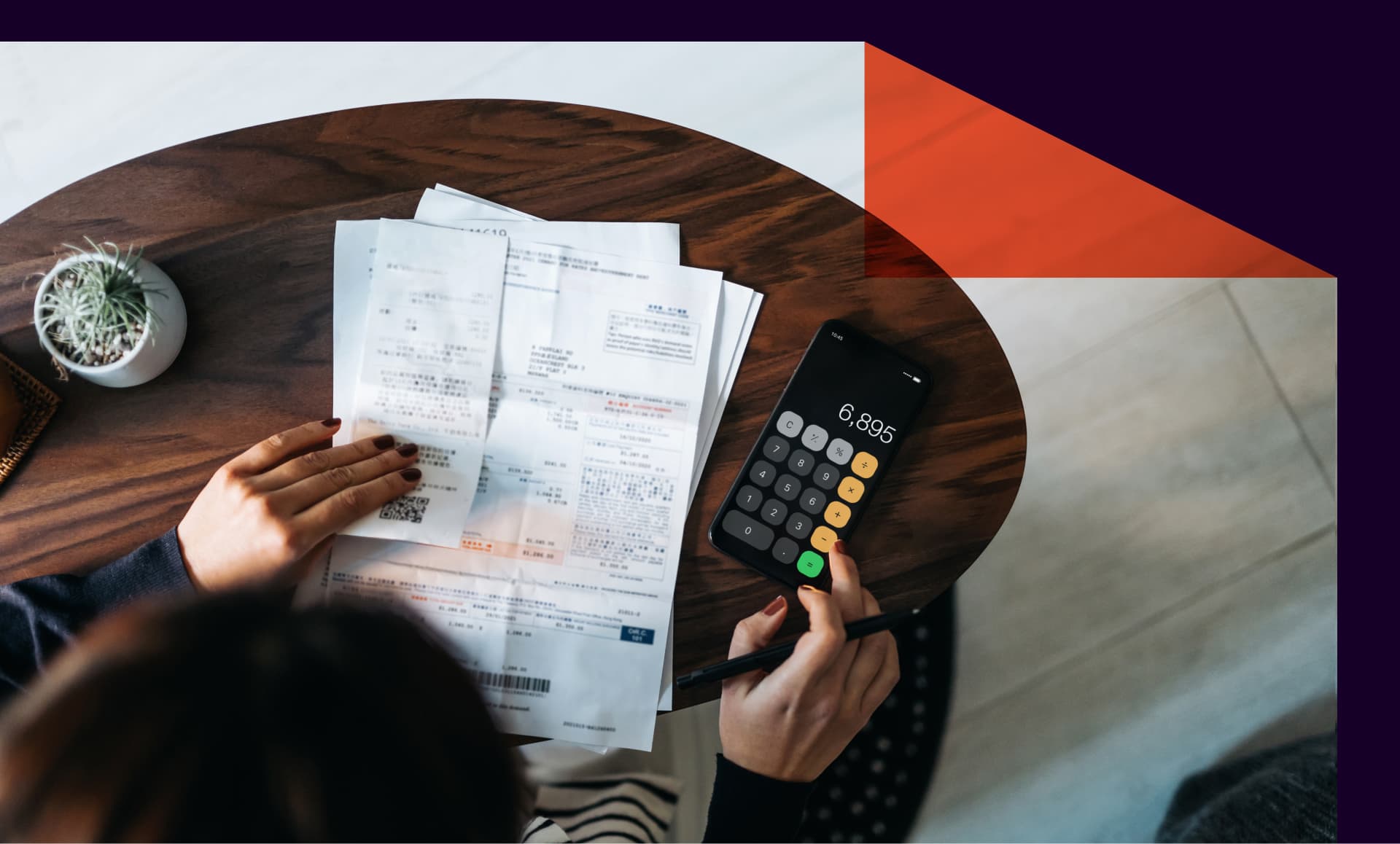 Woman paying her bills